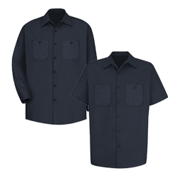 Wrinkle-Resistant Cotton Work Shirt (Navy)