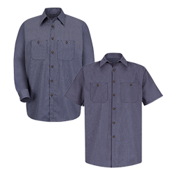 Micro-check Industrial Work Shirt (Grey/Blue Check)